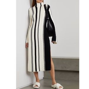 LouLou Studio Alby striped cable knit merino wool cashmere blend midi dress